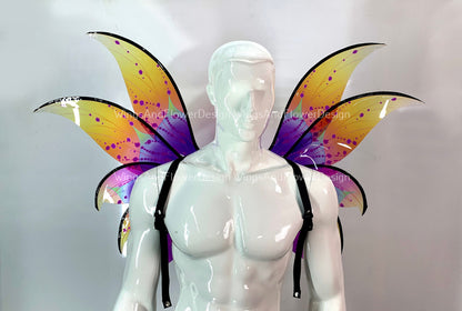 Purple yellow butterfly dragonfly wings, purple yellow butterfly fairy wings, costume wings, blue fairy wings,  Halloween