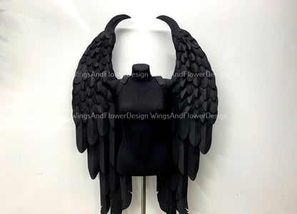 Black small angel wings carnival costume, Maleficent wings, wings photo prop, halloween costumes, christmas wings, Maleficent dress