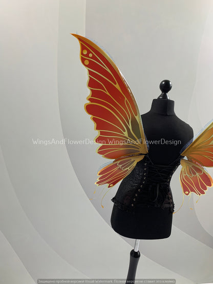 Red yellow Swallowtail butterfly wings, butterfly fairy wings, costume wings, Fairy wings, Pink Swallowtail, Halloween