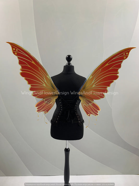 Red yellow Swallowtail butterfly wings, butterfly fairy wings, costume wings, Fairy wings, Pink Swallowtail, Halloween