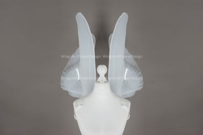 Transparent white moth wings, white butterfly wings elf wings, butterfly fairy wings fantasy Halloween magical fairy clear wings