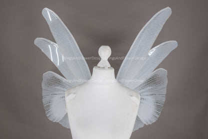 Transparent white moth wings, white butterfly wings elf wings, butterfly fairy wings fantasy Halloween magical fairy clear wings