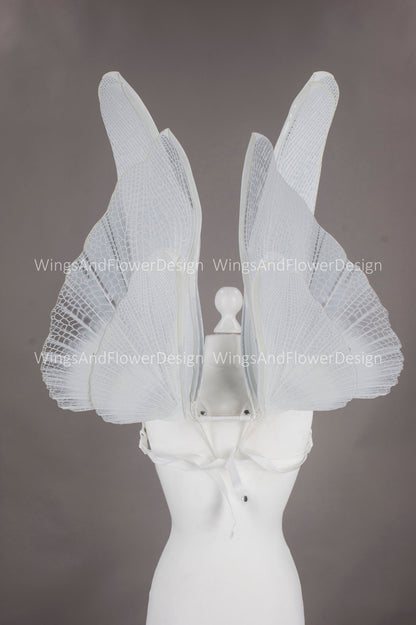 Transparent white moth wings, white butterfly wings elf wings, butterfly fairy wings fantasy Halloween magical fairy clear wings