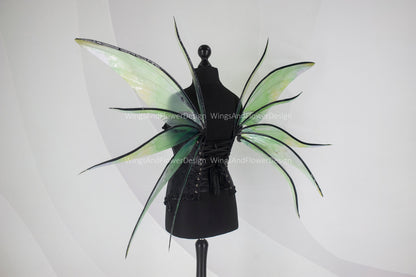 Transparent green moth wings, butterfly wings, elf wings, butterfly fairy wings, fantasy Halloween fantasy, magical fairy clear wings