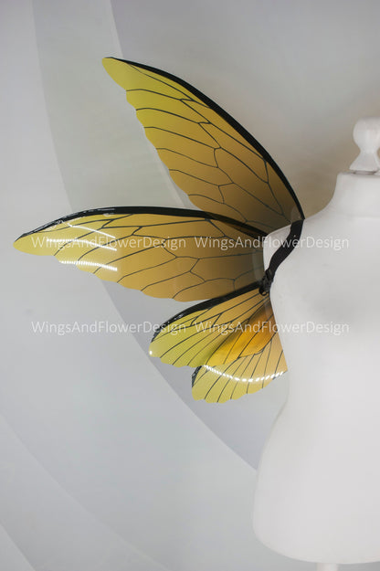 Yellow butterfly wings, elf wings, fairy wings, wings Photo Prop, wedding wings, butterfly fairy wings, fantasy halloween, magical fairy
