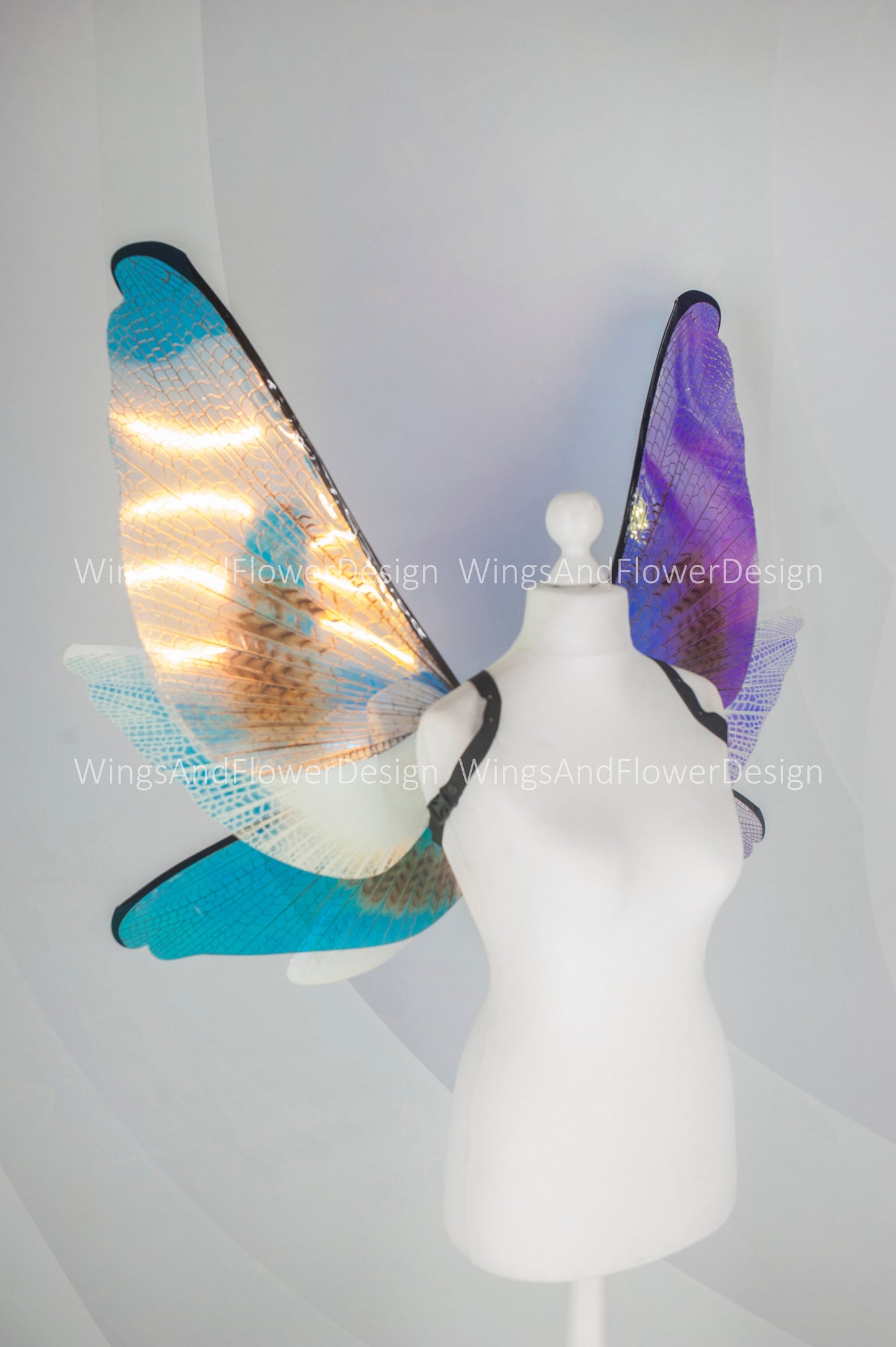 Rainbow iridescent fluorescent moth wings, butterfly wings elf wings, butterfly fairy wings fantasy Halloween magical fairy clear wings