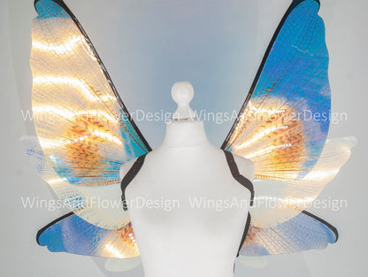 Rainbow iridescent fluorescent moth wings, butterfly wings elf wings, butterfly fairy wings fantasy Halloween magical fairy clear wings