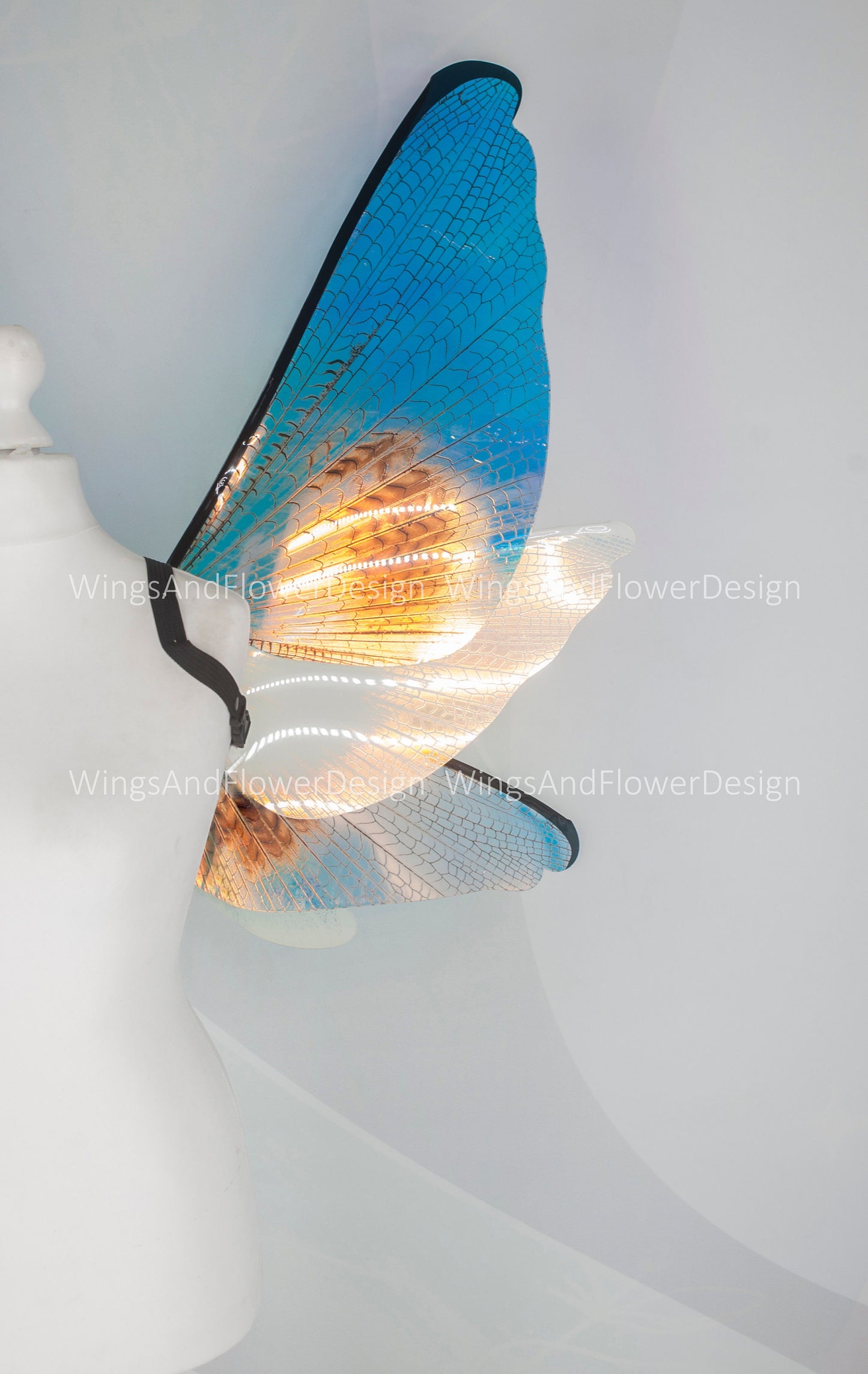 Rainbow iridescent fluorescent moth wings, butterfly wings elf wings, butterfly fairy wings fantasy Halloween magical fairy clear wings
