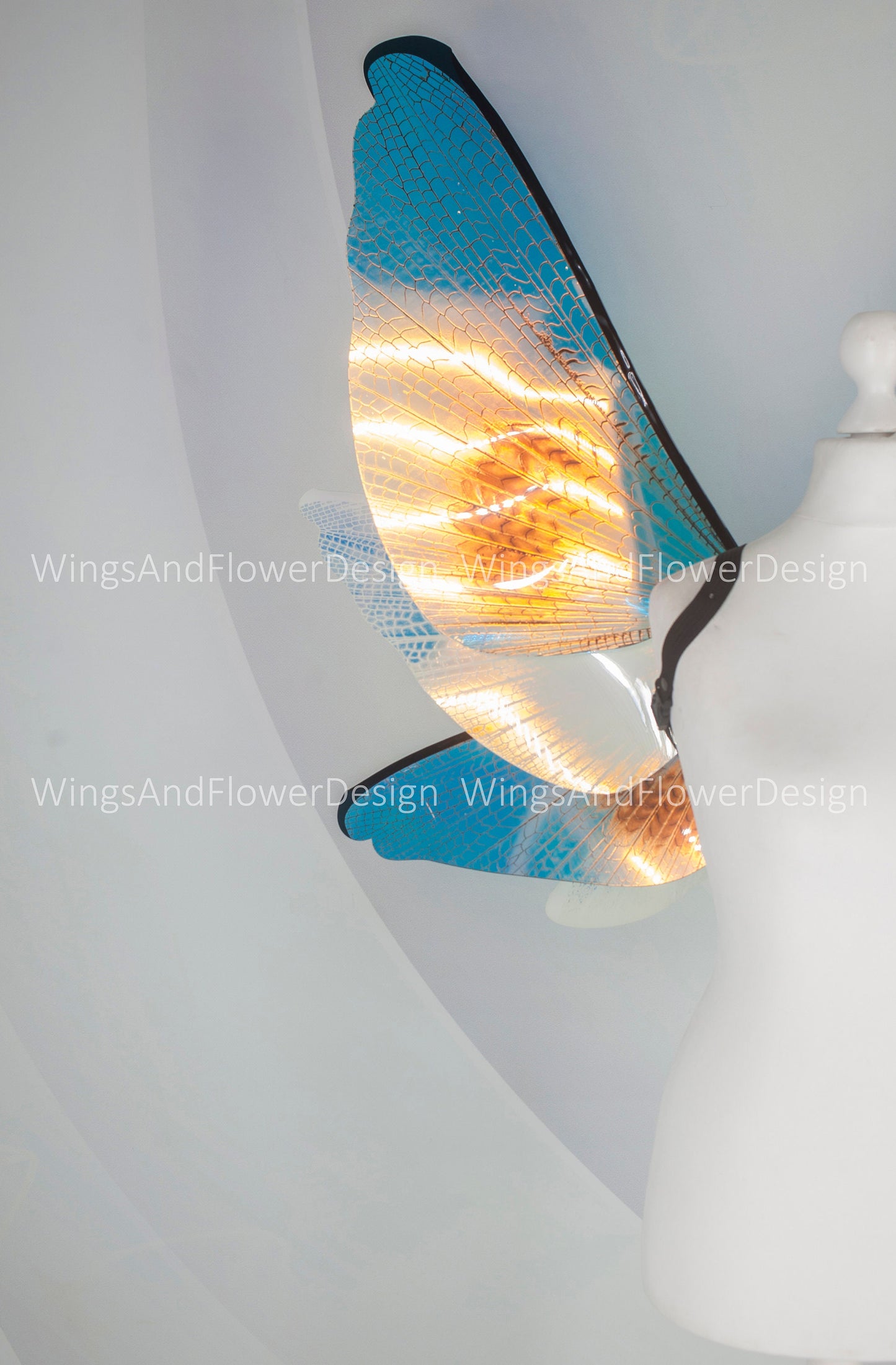 Rainbow iridescent fluorescent moth wings, butterfly wings elf wings, butterfly fairy wings fantasy Halloween magical fairy clear wings