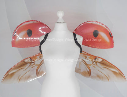 ladybug beetle wings, insect red brown wings Ladybug Cosplay Photo Prop, butterfly wings, fantasy halloween, magical fairy Ladybug Costume