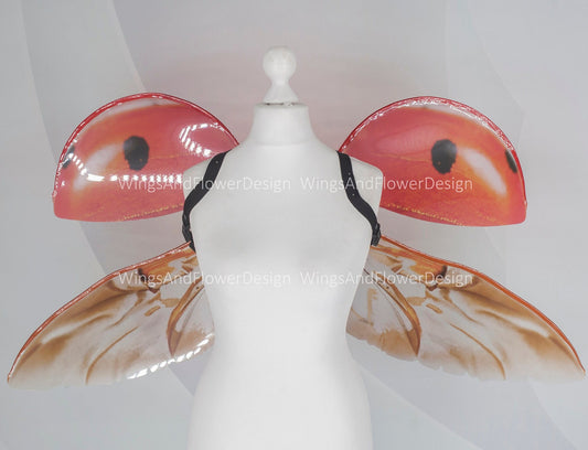 ladybug beetle wings, insect red brown wings Ladybug Cosplay Photo Prop, butterfly wings, fantasy halloween, magical fairy Ladybug Costume