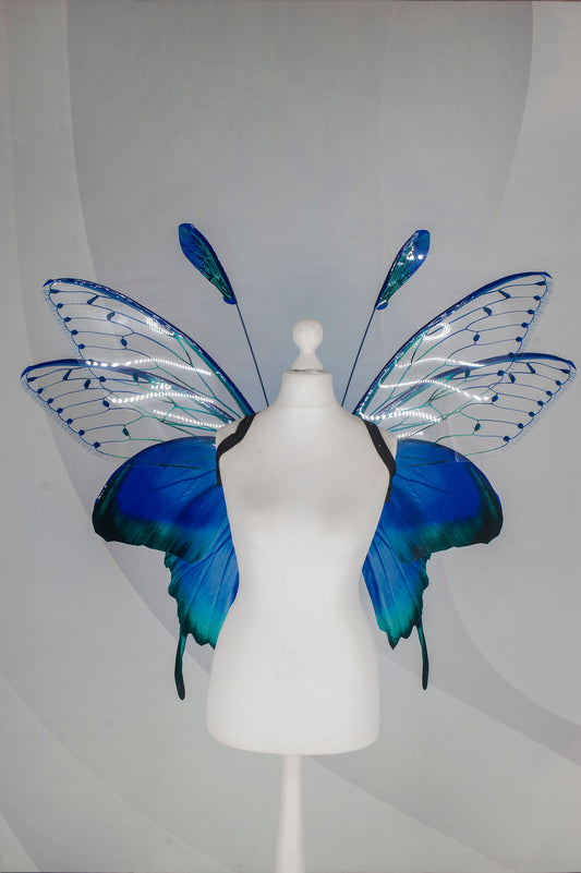 Butterfly green turquoise blue wings, forest fairy wings, wings Photo Prop, wedding wings, butterfly magical fairy wings, fantasy halloween