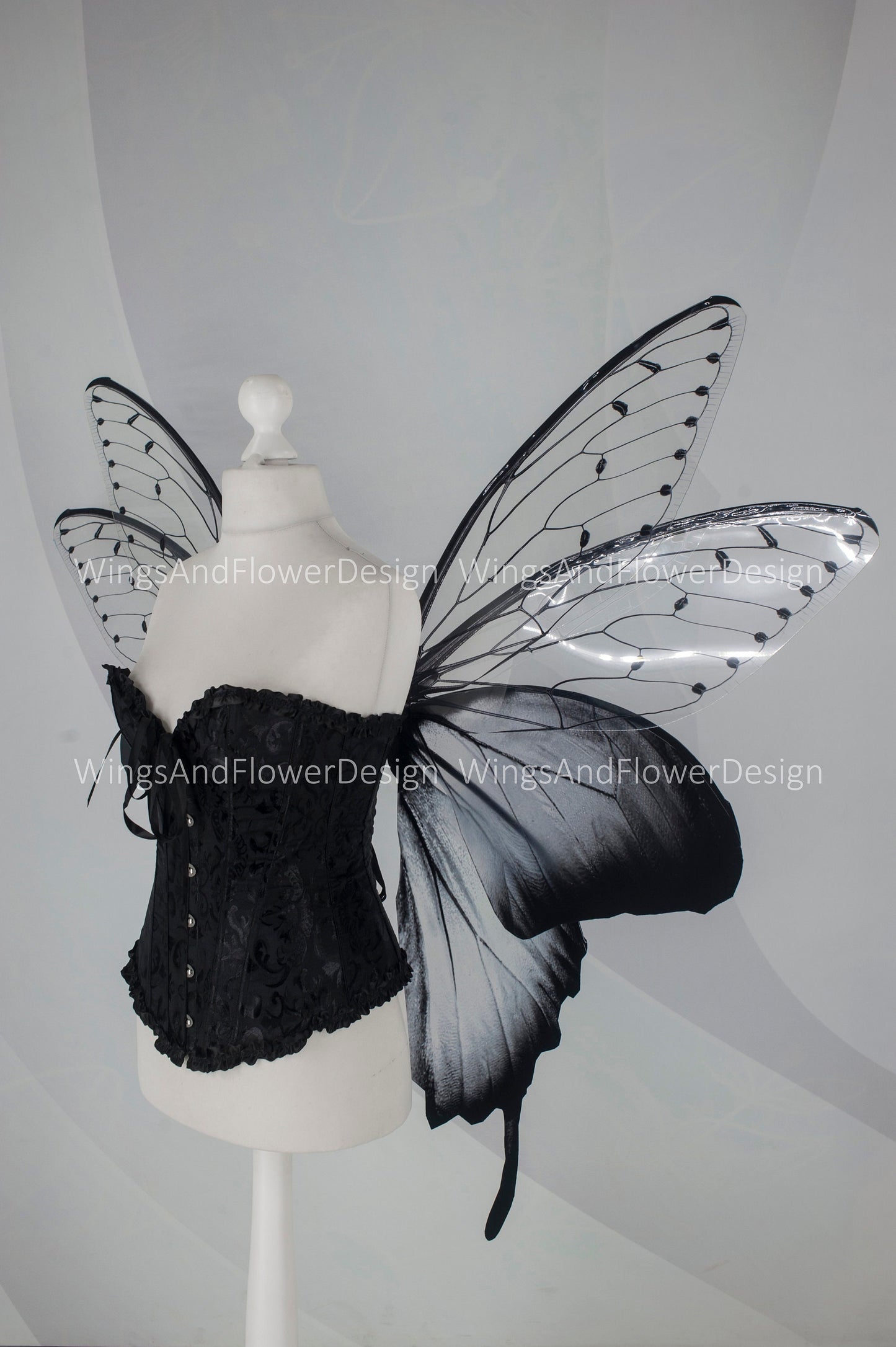 Large adult butterfly dark black gray wings, forest fairy wings, wings Photo Prop, butterfly magical fairy wings, fantasy halloween