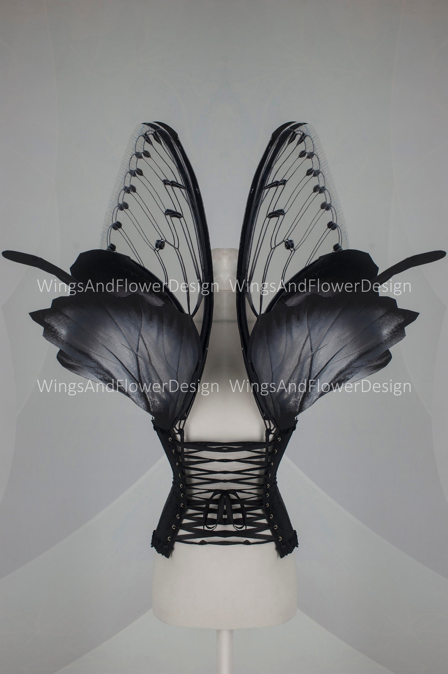 Large adult butterfly dark black gray wings, forest fairy wings, wings Photo Prop, butterfly magical fairy wings, fantasy halloween