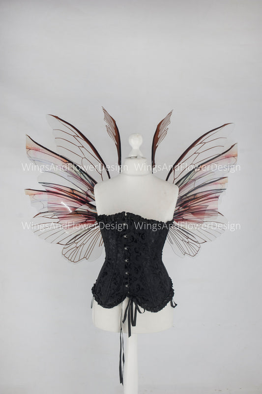 Brown transparent clear butterfly fairy wings, costume wings, dreamlike fairytale fairy wings, white Swallowtail, Blue wings, halloween