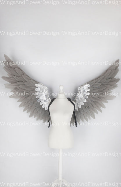 Gray silver angel Lucifer wings, Victoria secret angel wings, sexy wings, wings cosplay, Christmas wings, kids wings