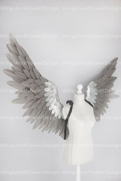 Gray silver angel Lucifer wings, Victoria secret angel wings, sexy wings, wings cosplay, Christmas wings, kids wings