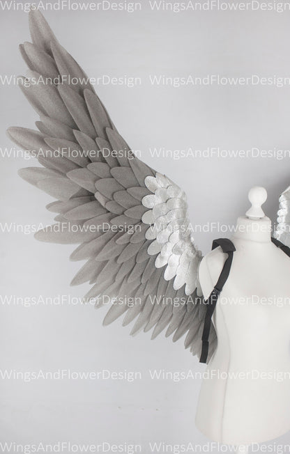 Gray silver angel Lucifer wings, Victoria secret angel wings, sexy wings, wings cosplay, Christmas wings, kids wings