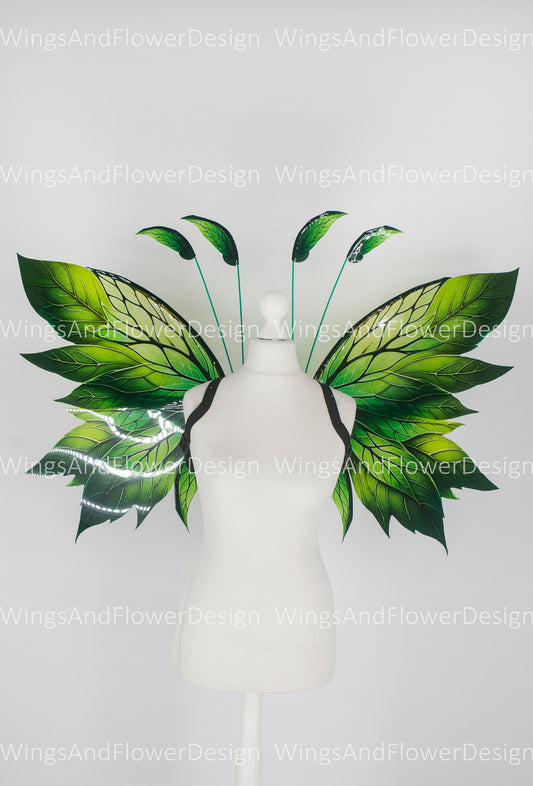 Butterfly green forest fairy leaves wings, fairy wings, wings Photo Prop, wedding wings, butterfly magical fairy wings, fantasy halloween