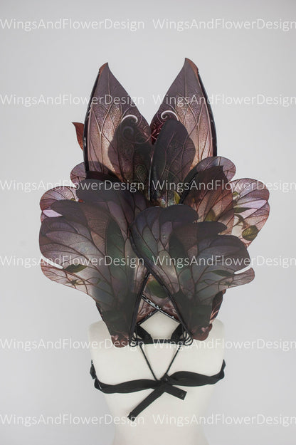Butterfly brown red green forest fairy leaves wings, wings Photo Prop, wedding wings, butterfly magical fairy wings, fantasy halloween