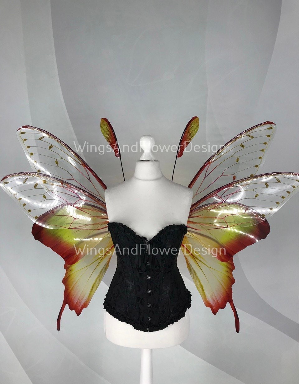 Butterfly green brown red forest fairy wings, fairy wings, wings Photo Prop, wedding wings, butterfly magical fairy wings, fantasy halloween