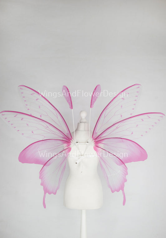 Pink butterfly wings, light pink butterfly fairy wings, costume wings, pink fairy wings, Pink Swallowtail, Halloween