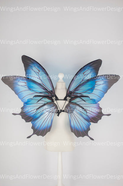 Dark blue purple black navy butterfly fairy wings, costume wings, blue black navy Swallowtail, Halloween