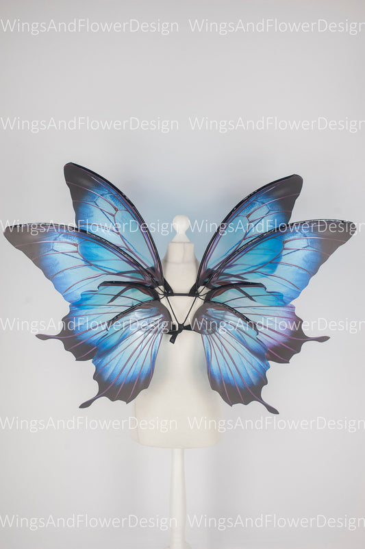 Dark blue purple black navy butterfly fairy wings, costume wings, blue black navy Swallowtail, Halloween
