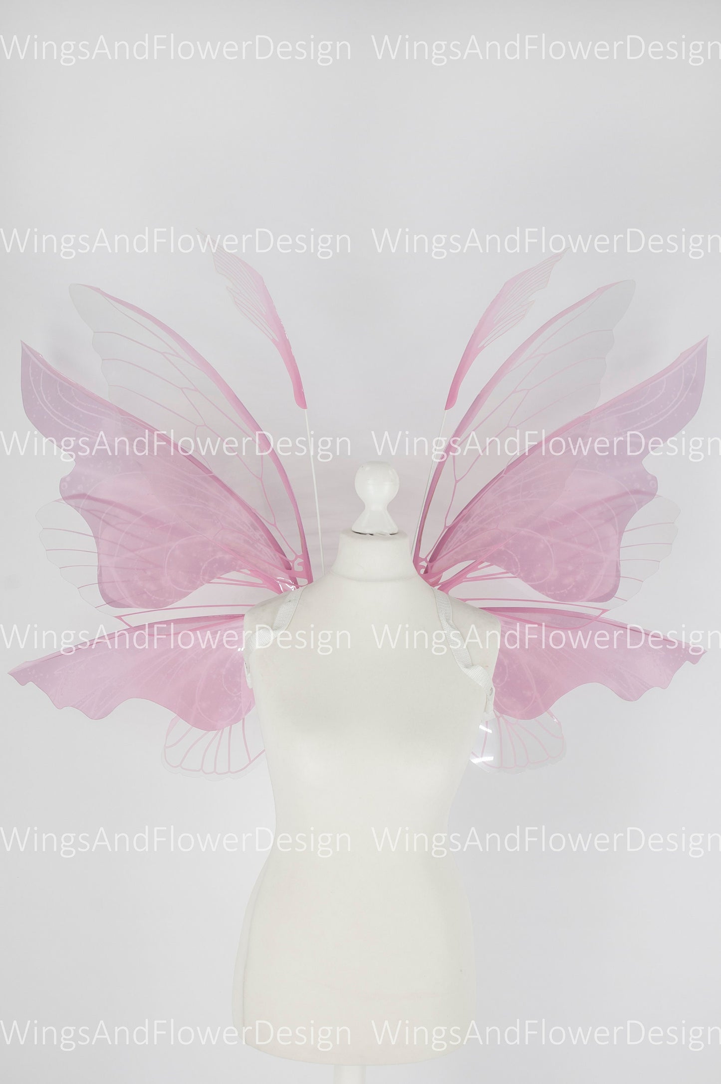 Pink transparent clear butterfly fairy wings, costume wings, dreamlike fairytale fairy wings, white Swallowtail pink wings, halloween