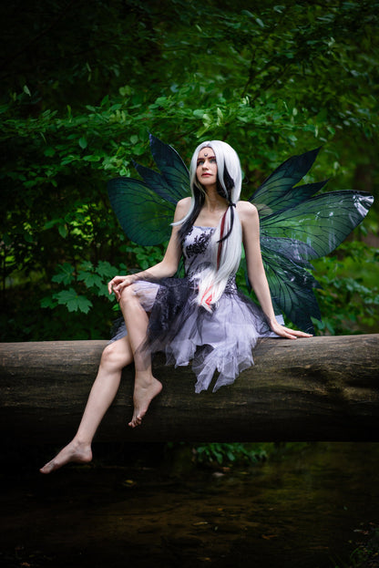 Butterfly black dark grey forest fairy leaves wings, wings Photo Prop, wedding wings, butterfly magical fairy wings, fantasy halloween