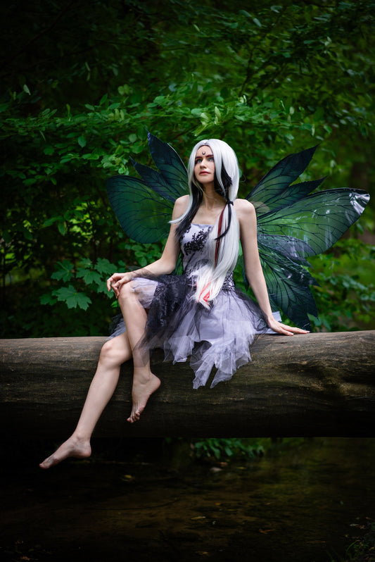 Butterfly black dark grey forest fairy leaves wings, wings Photo Prop, wedding wings, butterfly magical fairy wings, fantasy halloween