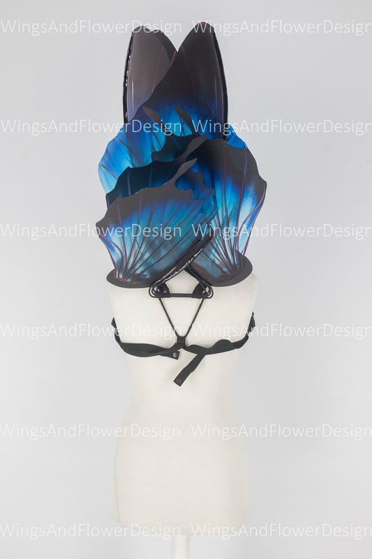 Dark blue purple black navy butterfly fairy wings, costume wings, blue black navy Swallowtail, Halloween