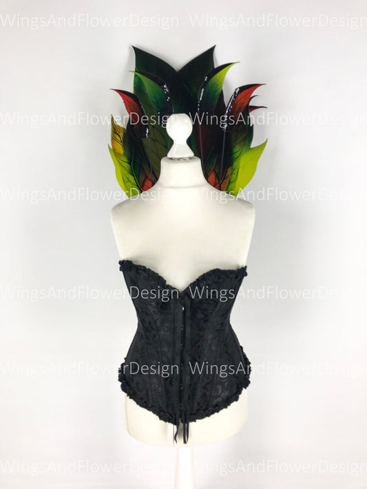 Butterfly green red orange forest fairy leaves wings, wings Photo Prop, wedding wings, butterfly magical fairy wings, fantasy halloween