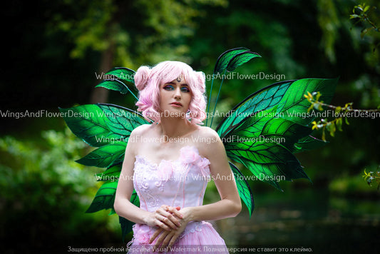Butterfly green forest fairy leaves wings, wings Photo Prop, wedding wings, butterfly magical fairy wings, fantasy halloween