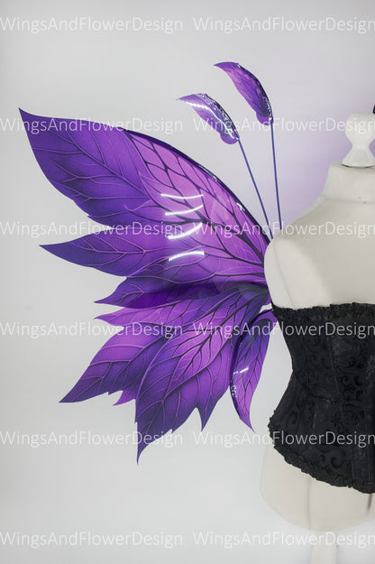 Butterfly purple forest fairy leaves wings, wings Photo Prop, wedding wings, butterfly magical fairy wings, fantasy halloween