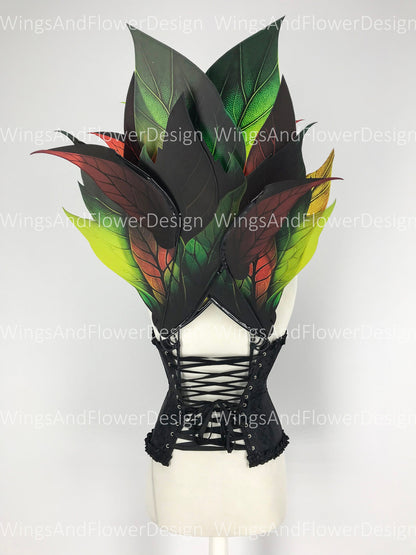 Butterfly green red orange forest fairy leaves wings, wings Photo Prop, wedding wings, butterfly magical fairy wings, fantasy halloween
