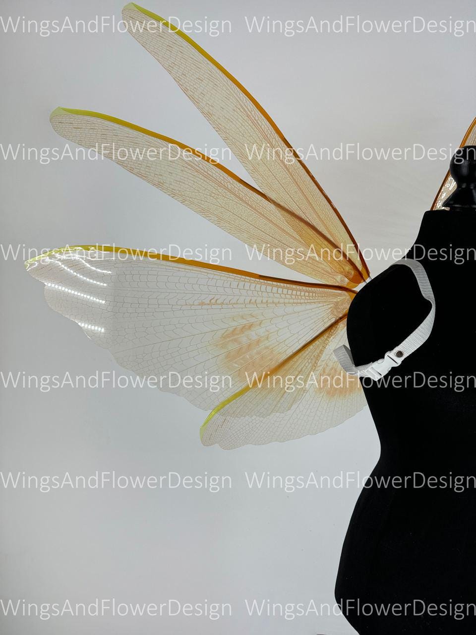 Transparent gold yellow moth wings, butterfly wings elf wings, butterfly fairy wings fantasy Halloween magical fairy clear wings