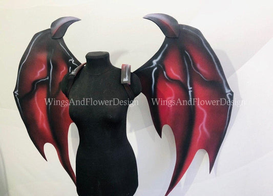 Red black dragon wings, large dragon wings, Devil wings, cosplay wings, big dragon wings, photo props, festival wear, wings design