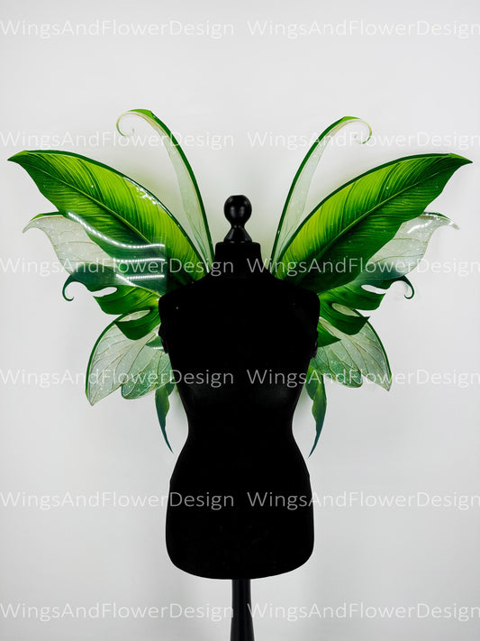 Butterfly green forest fairy tropical leaves wings, fairy wings, wings Photo Prop, wedding wings, magical fairy wings, fantasy halloween