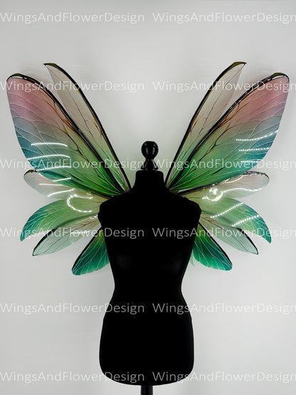 Butterfly green red brown pink wings Photo Prop, wedding wings, butterfly magical fairy wings, fantasy halloween