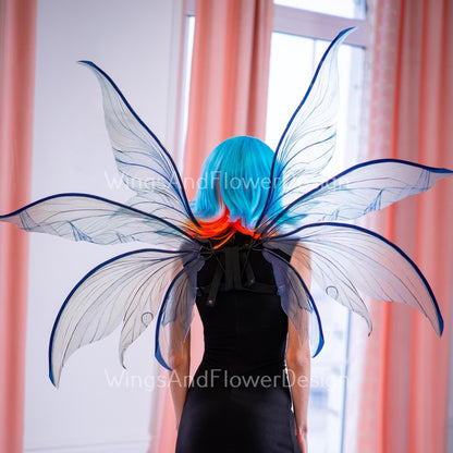 Transparent clear crystal icy winter gray blue glassy Fairy elf wings Photo Prop, fantasy magical halloween