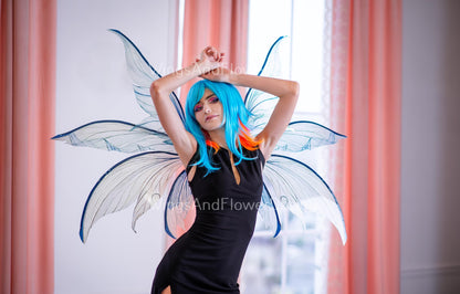 Transparent clear crystal icy winter gray blue glassy Fairy elf wings Photo Prop, fantasy magical halloween
