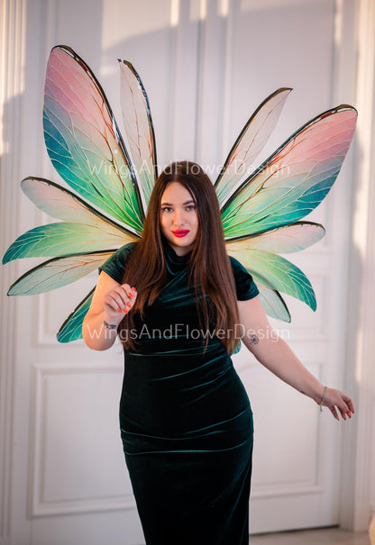 Butterfly green red brown pink wings Photo Prop, wedding wings, butterfly magical fairy wings, fantasy halloween