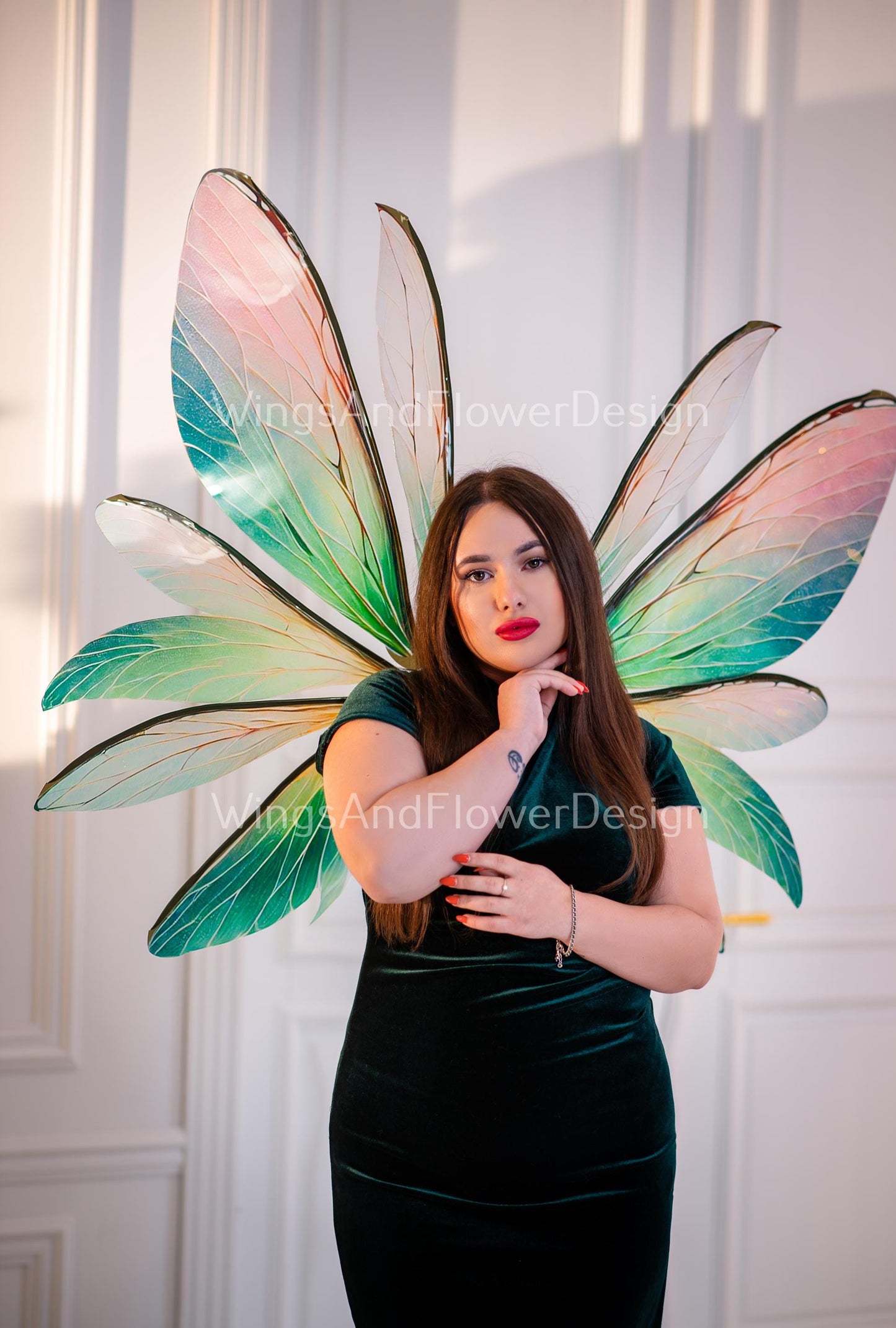 Butterfly green red brown pink wings Photo Prop, wedding wings, butterfly magical fairy wings, fantasy halloween