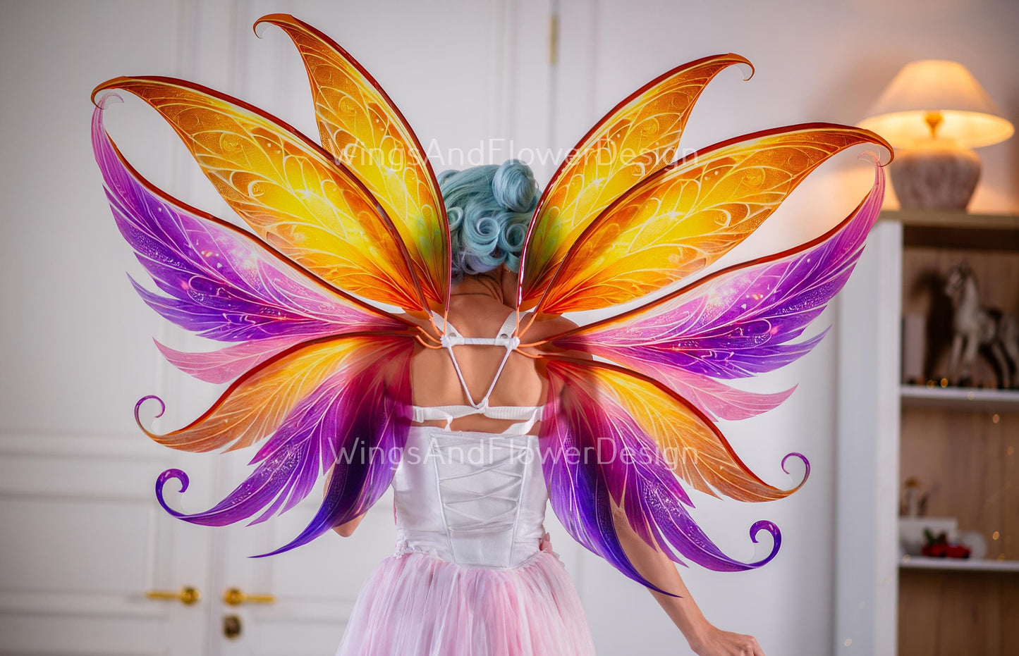 Purple yellow phoenix dragonfly wings, purple yellow butterfly fairy wings, costume wings, blue fairy wings,  Halloween
