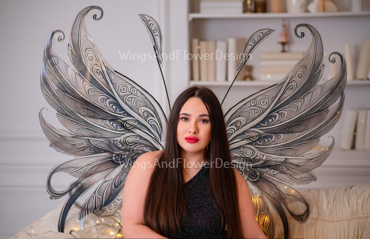 Transparent clear crystal gray black glassy Fairy elf wings, butterfly wings, wings Photo Prop, fantasy halloween, fantasy, magical fairy
