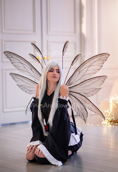 Fantasy butterfly brown gray elf fairy wings, wings Photo Prop, fantasy halloween, magical fairy Carnival Holiday Costume Accessories wings