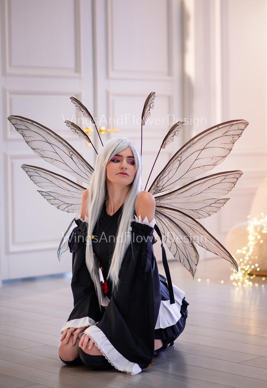 Fantasy butterfly brown gray elf fairy wings, wings Photo Prop, fantasy halloween, magical fairy Carnival Holiday Costume Accessories wings
