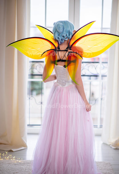 Yellow butterfly wings, yellow butterfly fairy wings, costume wings, Fairy wings, yellow swallowtail, halloween Fantasy Design