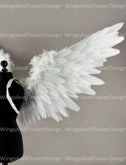 White angel Lucifer Gothic Style wings, Victoria secret angel wings, sexy wings, wings cosplay, Christmas Realistic Cosplay Majestic Wings